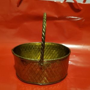 Vintage Brass Shelf Table Oval Basket with handle